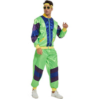 1 x RAW Customer Returns Ulikey 80s 90s Tracksuit, Retro Style Tracksuit, 80s Clothing for Men and Women with Headband Bracelets and Glasses, Adult 80s Tracksuit Costume S M, Men  - RRP €30.73