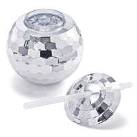 1 x RAW Customer Returns Nicunom 6 Pack 540 ml Disco Ball Cups with Lids and Straws Reusable Silver Disco Ball Cup Cocktail Cup Glitter Disco Bar Party Wine Drinking Tea Syrup Bottle - RRP €25.75