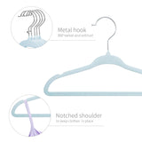 1 x RAW Customer Returns ManGotree Baby Velvet Clothes Hangers, Toddler Kids Hangers with Swivel Hook, Notched Shoulder Design for Kids and Children s Clothes Pack of 30, Blue  - RRP €18.53