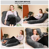 1 x RAW Customer Returns Chilling Home Pregnancy pillow, U shape side sleeper pillow with cover, U pillow, nursing pillow, large positioning pillow, pillow for women and side sleepers, 140x70cm, black - RRP €35.14