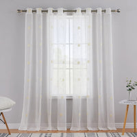 1 x RAW Customer Returns CAROMIO Curtains Transparent Curtains in Linen Look Sheer Curtain Voile Flower Embroidery Curtains Eyelet Curtain Living Room Airy Decorative Curtain Decorative Curtains for Living Room, Beige, 2 Pieces, 140 x 245 cm - RRP €24.19