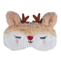 2 x Brand New Ulife Mall 3D Cute Christmas Moose Plush Sleep Masks, Night Mask for Sleeping Travel Blindfold Breathable Eye Cover for Kid Women Girls - Beige - RRP €19.96