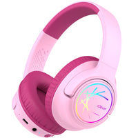 1 x RAW Customer Returns iClever Bluetooth headphones for kids with LED lights, 74 85 94dB volume limit, 43 hours playtime, stereo sound, Type-C, AUX cable, Bluetooth 5.3 children s headphones for tablet travel - RRP €29.99