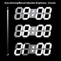 1 x RAW Customer Returns Deeyaple LED Wall Clock Digital Large Alarm Clock 3D Clock Dimmable Snooze USB 12 24 Hours Date Temperature Display Remote Control Night Light Living Room Kitchen Bedroom Office 38cm White  - RRP €30.39