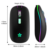 1 x RAW Customer Returns HOTLIFE Wireless Mouse for Laptop, Bluetooth Mouse with 3 DPI for Office Home, 2.4 GHz Rechargeable Mouse Ergonomic 7-Color RGB Compatible with Windows Mac OS Android iPad Black  - RRP €14.99