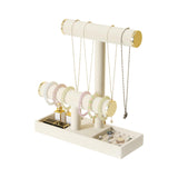 1 x RAW Customer Returns Pangkeep 2 Tier Necklace Bracelet Jewelry Holder with Shelf Jewelry Displays for Selling Bangles Hair Ties Watches and Chains Beige Velvet. - RRP €27.56