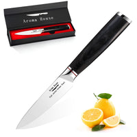 1 x Brand New Aroma House vegetable knife fruit knife 4 inches, kitchen knife small, paring knife very sharp forged blade ergonomic handle cutlery German stainless steel paring knife - RRP €19.99