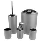 1 x RAW Customer Returns 6pcs set Bathroom Accessories Set Toothbrush Holder, Trash Can, Soap Dispenser, Rinse Cup, Soap Dish, Toilet Brush Holder, for Home, Apartment, Dorm Grey  - RRP €29.09