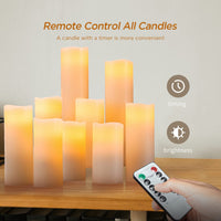 1 x RAW Customer Returns Houseware LED candles pillar candles with remote control, candle set of 9 flameless candles H 4 5 6 7 8 9 , for Halloween, Christmas, party, bar, wedding, ivory color - RRP €37.99