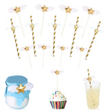 4 x Brand New Cake decoration girls, 30 pieces gold star cake topper shiny muffin cake packaging decoration paper straws with wings cake decoration birthday for girls women - RRP €76.8