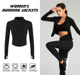 1 x Brand New SEAUR Sports Jacket Women Ladies Fitness Zip Long Sleeve Jacket Running Jacket Yoga Lightweight Breathable Sweat Jacket Tracksuit Clothing Suit Black - RRP €30.24