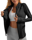 1 x RAW Customer Returns QUEENIEKE Women s Running Jacket Sports Jacket Trainningsjack Long Sleeve Define Jacket Full Zip Lightweight Breathable Sweat Jacket with Pockets Thumb Hole for Fitness Yoga Jacket Color Black Size S - RRP €49.25