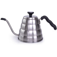 1 x RAW Customer Returns Pour over coffee kettle gooseneck coffee maker teapot coffee kettle hot water kettle stainless steel, thermometer on the lid for all stove types, durable and easy to clean, 1 L - RRP €34.97