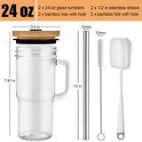 1 x RAW Customer Returns ALINK 2pcs 710ML Cups with Handle, Lid and Straw - Reusable Mason Jar Drinking Glasses for Iced Coffee, Smoothies, Beer, Juice and Tea - with 2 Brushes - RRP €16.99