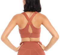 1 x Brand New Women s Sports Bustier Backless Gym Top with Padding Sports Top Crossed Back Adjustable Shoulder Strap Zip Front High Impact with Padding Sports Bra Activewear Sports Underwear - RRP €34.27