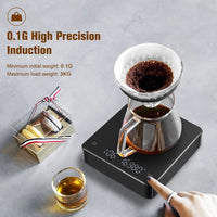 1 x RAW Customer Returns ASCXACQCOFFE Coffee Scale with Timer, Coffee Scale, Barista Scale, 0.1g 3kg, USB Charging, Long Battery Life, Auto off for Barista - RRP €21.98