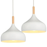 1 x RAW Customer Returns iDEGU Hanging Lamp Retro 24cm Hanging Lamp Modern Scandinavian E27 Ceiling Light Made of Metal Wood Pendant Light for Bedroom Dining Room Kitchen Living Room White, 2 Pieces  - RRP €44.98