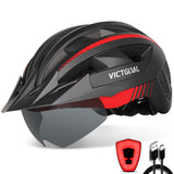 1 x RAW Customer Returns VICTGOAL Bicycle Helmet Men Women MTB Helmet with Removable Magnetic Goggles Visor Breathable with 21 Ventilation Channels Cycling Helmet Adjustable Bicycle Helmets M 54-58cm, Black Red  - RRP €50.99