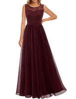 1 x RAW Customer Returns Dressystar 0046 Evening Dress Basic Chiffon Lace Sleeveless Bridesmaid Dresses Floor Length Burgundy XL - RRP €59.99