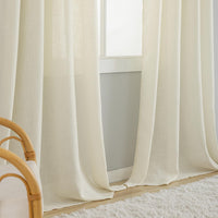 1 x RAW Customer Returns VOILYBIRD curtain loop curtain set of 2 for living room linen blend cream, H220 x W140 cm  - RRP €34.27