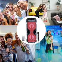 1 x RAW Customer Returns Bluetooth Speaker Portable Speaker with Karaoke Mode and Microphone, FM Radio and USB and SD Reader, Disco LED Lights, Wireless Speaker Red  - RRP €50.53