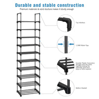 1 x RAW Customer Returns esonstyle Shoe Rack, 10 Tier High Narrow Shoe Rack Space Saving Door Metal Shoe Rack Vertical Tall Shoe Rack for Living Room and Bedroom - RRP €29.99