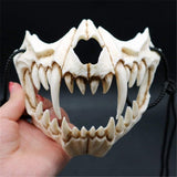 19 x Brand New JYMSB Animal Skeleton Mask Halloween, Resin Dog Skull Bone Teeth Scary Horror Devil Wolf Werewolf Mask Half Mask B - RRP €355.49