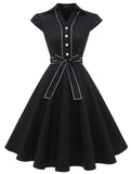 1 x Brand New Wedtrend Vintage Dresses Women Retro Dresses 50s Rockabilly Pleated Skirt Knee Length Black WTP10008 Black S - RRP €30.24