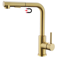 1 x RAW Customer Returns Tohlar kitchen faucet gold, golden kitchen faucet extendable with magnetic shower two jet types, high pressure kitchen sink faucets L-shaped brushed gold stainless steel mixer tap kitchen 360 swivel - RRP €77.64