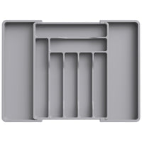 1 x RAW Customer Returns Lifewit Cutlery Tray for Drawers, Expandable Cutlery Insert for Kitchen Drawers, Adjustable Cutlery Tray, Plastic, Cutlery Spoons Forks Knife Holder Storage Insert, Large, Gray - RRP €22.34