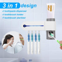 1 x RAW Customer Returns UV Toothbrush Toothbrush Wall Mounted Toothpaste Dispenser Toothpaste Holder Cleaner Sanitizer White  - RRP €22.1