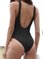 1 x Brand New SHEKINI Women s One Piece Swimsuit Low Neck Deep Large Straps Swimsuit U Back Slim Monokini Beachwear X-Large, Black-2  - RRP €28.76