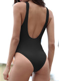 1 x Brand New SHEKINI Women s One Piece Swimsuit Low Neck Deep Large Straps Swimsuit U Back Slim Monokini Beachwear X-Large, Black-2  - RRP €28.76