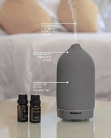 1 x RAW Customer Returns JESMAY Aroma Diffuser for Essential Oils 120 ml, Premium Ultrasonic Diffuser Ceramic Humidifier, Room Fragrance Fragrance Oil Diffuser with LED BPA-Free for Bedroom Office Spa Grey  - RRP €37.3