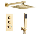 1 x RAW Customer Returns SaniteModar concealed shower fitting set gold with thermostat, concealed shower system with 30x30cm rain shower, concealed shower fitting complete set with hand shower - RRP €169.84