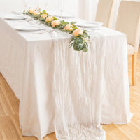 5 x Brand New Onlyesh table runner wedding, 90 x 400 cm table runner boho decoration, semi-transparent fabric, for table decoration birthday, bridal shower, baby shower, washable, white - RRP €65.5