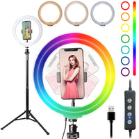 1 x RAW Customer Returns Starbea 10 Selfie Ring Light with Tripod Stand and Phone Holder Photographic Lighting LED Circle Ring Light RGB Camera Light for Makeup YouTube Tiktok RGB  - RRP €36.99