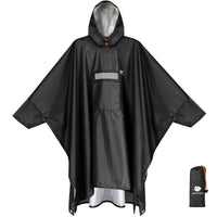 1 x RAW Customer Returns ANYOO Lightweight Waterproof Rain Poncho Rain Jackets with Sleeves Ventilated Multipurpose Raincoat with Hood Ideal for Outdoor Camping Hiking Fishing, Black, One Size - RRP €25.62