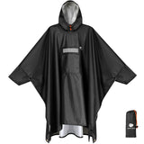 1 x RAW Customer Returns ANYOO Lightweight Waterproof Rain Poncho Rain Jackets with Sleeves Ventilated Multipurpose Raincoat with Hood Ideal for Outdoor Camping Hiking Fishing, Black, One Size - RRP €25.62