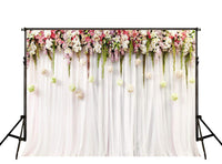 5 x Brand New Kate 3x3m Photography Backdrop Microfiber Repurposed White Curtains Pink Flower Backgrounds for Wedding Photo Studio - RRP €54.0