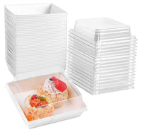 1 x Brand New NatureMan 50pcs Cake Boxes with Clear Safe Lid, Sandwich Boxes, 5 Square Food Containers for Bakery, Dessert, Hamburg, Sandwich, Cake Slice Brown  - RRP €20.4