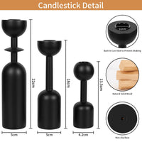 12 x Brand New FAEFTY Wooden Candle Holder Set of 3 6 Pieces LED Electric Candle, Candle Holder Black Candle Holder Stick Candles for Dining Table, Living Room, Bedroom - RRP €241.92