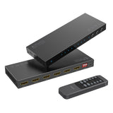 1 x RAW Customer Returns HDMI Matrix 4x2 4K 60Hz, PORTTA HDMI Switch Splitter 4 in 2 Out with Toslink 3.5mm Audio Extractor ARC 16 EDID Modes 4K Downscale, and IR Remote Control Supports HDMI 2.0b HDCP 2.3 2.2 HDR 3D - RRP €70.58