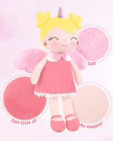 1 x RAW Customer Returns GAGAKU Soft Cloth Doll 43cm Unicorn Guardian Angel Dolls, Baptism Gift Girl Baby with Wings Cuddly Doll Lucky Charm for Children from 3-5 Years - Pink - RRP €14.99