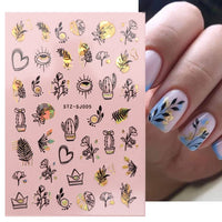 7 x Brand New Nail Stickers 6 Sheets Nail Stickers Self-Adhesive Black Colorful Line Nail Art Stickers Nail Stickers Spring Flowers Nail Tattoos Nail Decoration Accessories - RRP €142.8