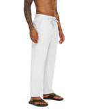 1 x RAW Customer Returns YAOBAOLE Casual Linen Trousers Men s Winter Linen Trousers Long Loose Fit Linen Leisure Trousers Men s White XL - RRP €27.2