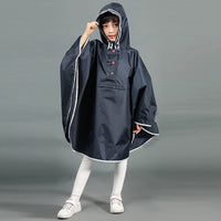 5 x RAW Customer Returns Wetry Children s Rain Poncho Girls Boys Rain Cape Waterproof Breathable Rainproof Raincoat Unisex Rain Jacket with Hood Dark Blue S - RRP €96.2