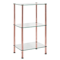 1 x RAW Customer Returns mDesign standing shelf with 4 shelves compact shelf in a modern design made of metal and glass glass shelf for the bathroom, office, bedroom or living room white and transparent - RRP €57.85