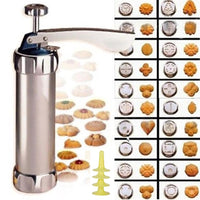 1 x RAW Customer Returns Cookie Shooter, Cake Syringe, Professional Cookie Shooter, Stainless Steel Cake Gun Shoots Biscuits with 20 Biscuit Discs, 4 Syringe Nozzles for Making and Decorating DIY Biscuits - RRP €22.57