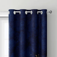 1 x Brand New HOSIMA Gold Blue Textured Curtains, Eyelet Curtains, Set of 2 Curtains, Gold Blue Textured Print, Curtains for Children and Teens Room Gold Blue Textured XL  - RRP €20.4